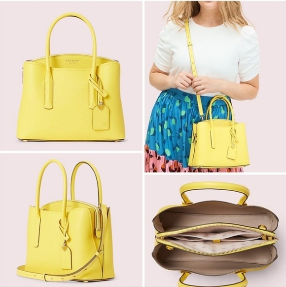 NWOT Kate Spade Eclectic Yellow Grain Leather Pxrua540 Margaux Mini Satchel - Picture 4 of 10